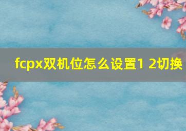 fcpx双机位怎么设置1 2切换